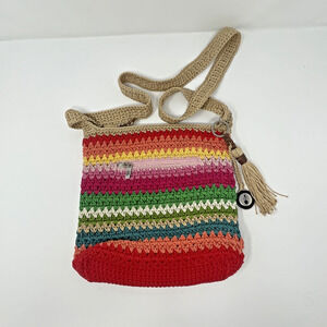 The Sak Originals Crossbody Purse Rainbow Multi Color Crochet Shoulder Bag New